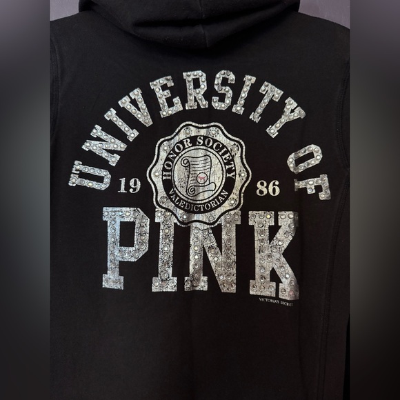❌SOLD❌ VS PINK VTG Y2K FULL ZIP HOODIE SWEATSHIRT 86 DOG LOGO RHINESTONES BLING - Picture 2 of 6